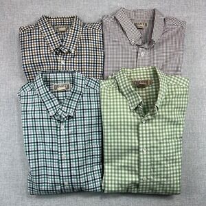 Lot of 4 Duluth Trading Plaid Button Down Shirts Men XL Tall Trim Cotton Office